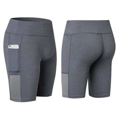 Elastic Yoga Shorts With Pocket