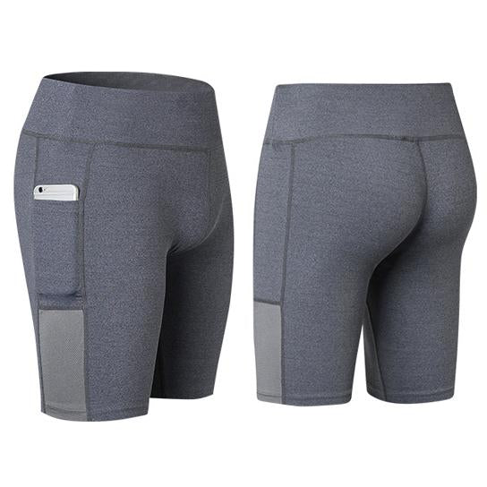 Elastic Yoga Shorts With Pocket