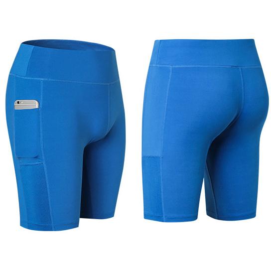 Elastic Yoga Shorts With Pocket