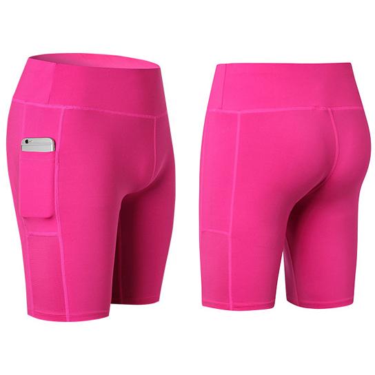 Elastic Yoga Shorts With Pocket