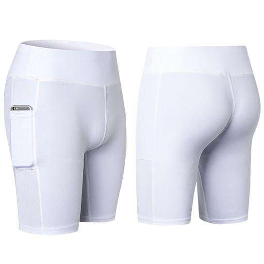 Elastic Yoga Shorts With Pocket