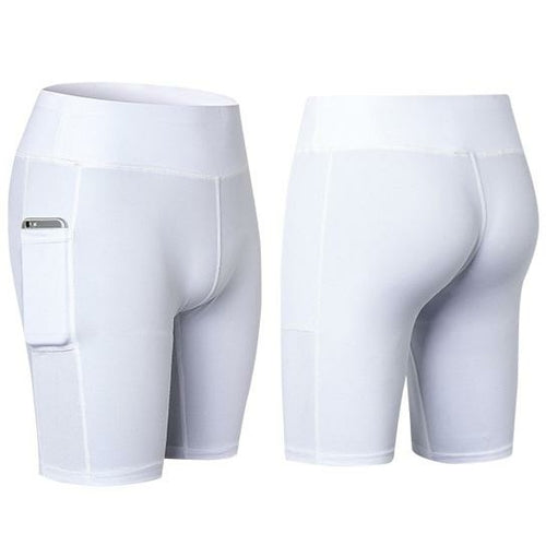 Elastic Yoga Shorts With Pocket