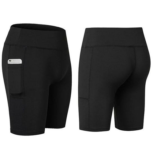 Elastic Yoga Shorts With Pocket